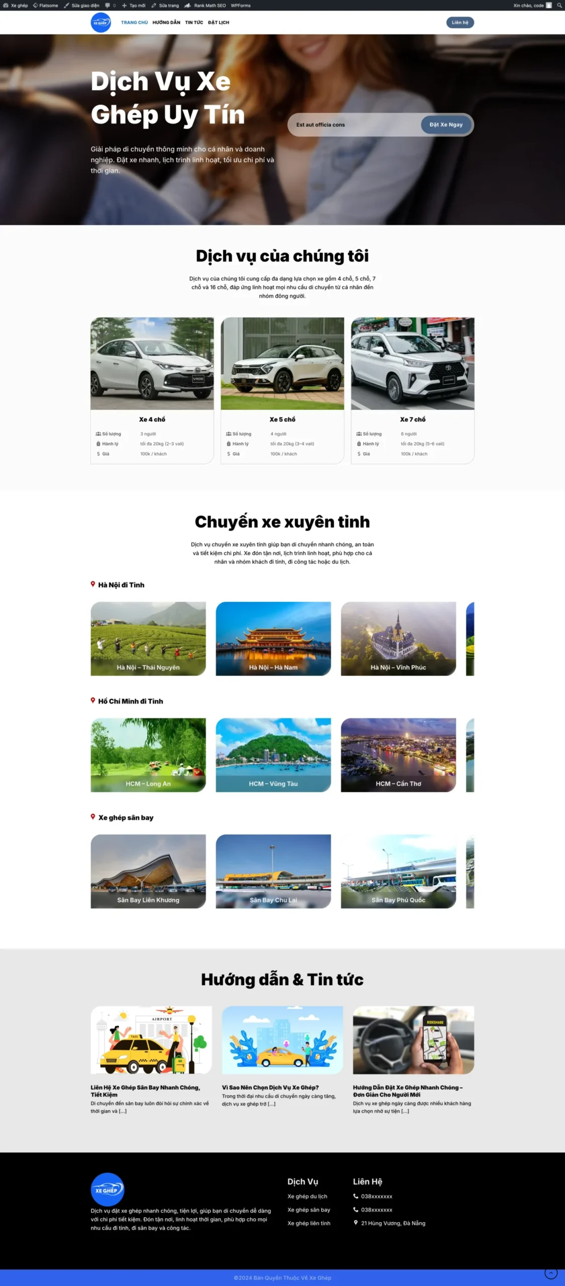 Đặt lịch xe ghép